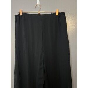 Black Chiffon Dress Pants Womens 16 Wide Leg Slit Lined Elastic Waist Formal